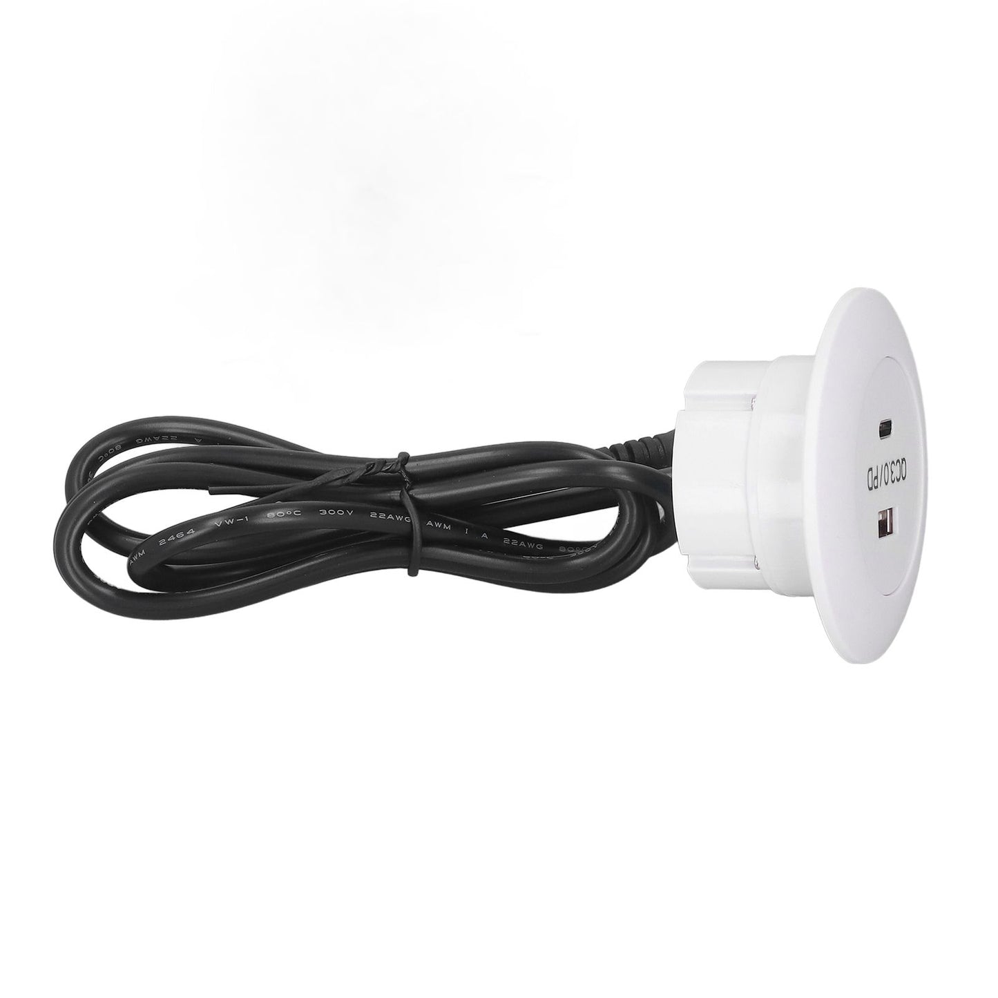 Embedded Charging Round Port QC3.0 Fast Charging Phone Desktop Charger Station for Home 12‑30V 30W White