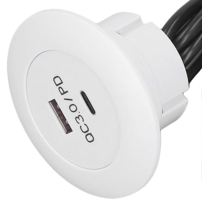 Embedded Charging Round Port QC3.0 Fast Charging Phone Desktop Charger Station for Home 12‑30V 30W White
