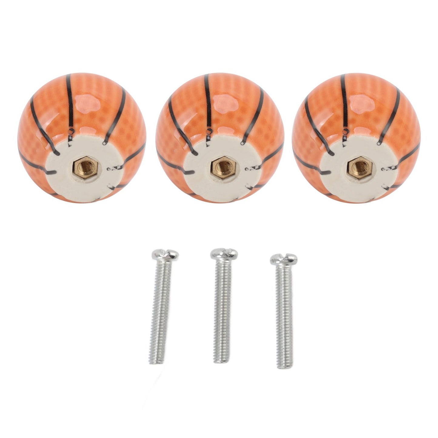 3 Set Basketball Cabinet Kitchen Home Knobs Ball Type Single Hole Drawer Ceramic Handle