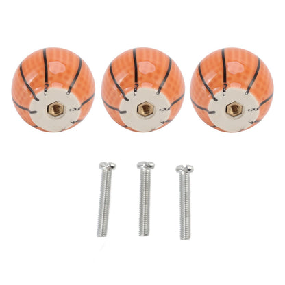 3 Set Basketball Cabinet Kitchen Home Knobs Ball Type Single Hole Drawer Ceramic Handle