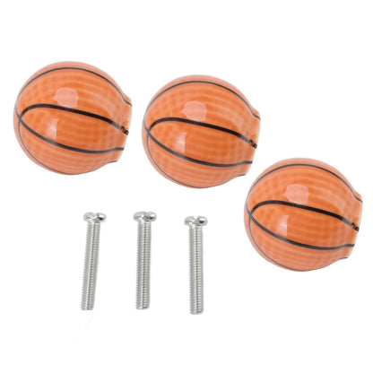 3 Set Basketball Cabinet Kitchen Home Knobs Ball Type Single Hole Drawer Ceramic Handle