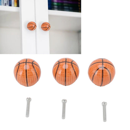 3 Set Basketball Cabinet Kitchen Home Knobs Ball Type Single Hole Drawer Ceramic Handle