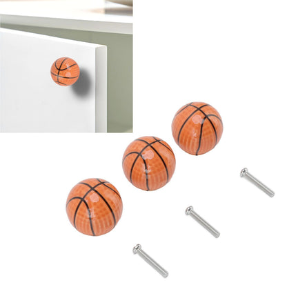 3 Set Basketball Cabinet Kitchen Home Knobs Ball Type Single Hole Drawer Ceramic Handle