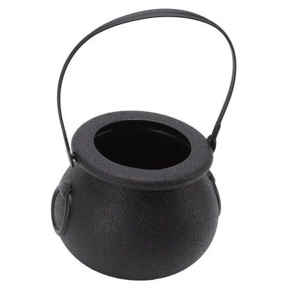 Candy Bucket Plastic Black Portable Cauldron Kettle Halloween Party Decoration with Handle for Kids