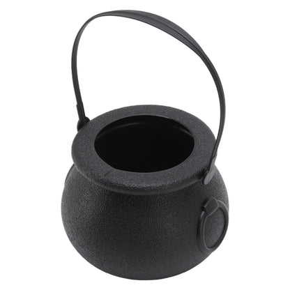 Candy Bucket Plastic Black Portable Cauldron Kettle Halloween Party Decoration with Handle for Kids
