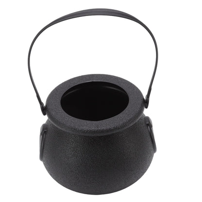 Candy Bucket Plastic Black Portable Cauldron Kettle Halloween Party Decoration with Handle for Kids