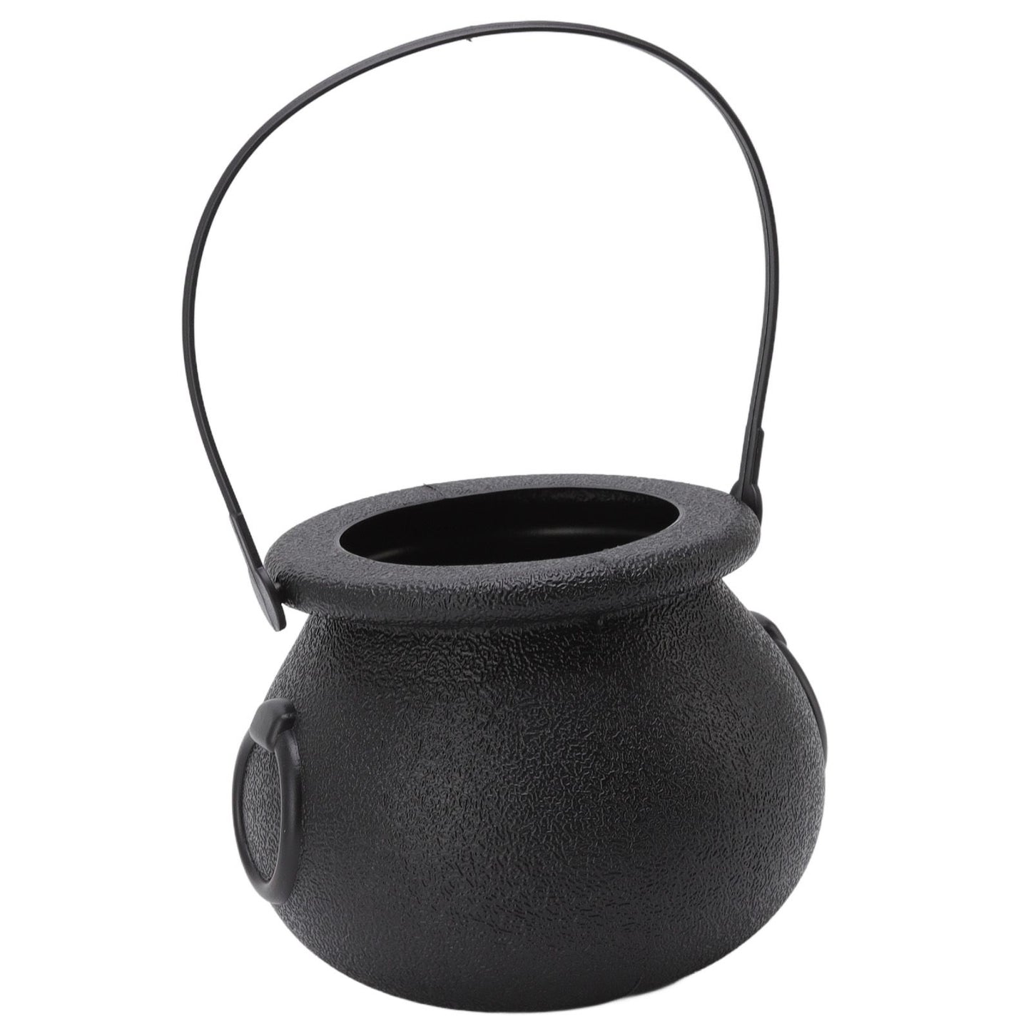 Candy Bucket Plastic Black Portable Cauldron Kettle Halloween Party Decoration with Handle for Kids