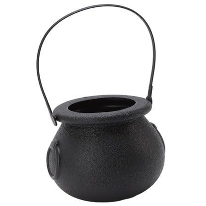 Candy Bucket Plastic Black Portable Cauldron Kettle Halloween Party Decoration with Handle for Kids