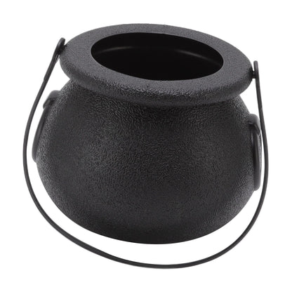 Candy Bucket Plastic Black Portable Cauldron Kettle Halloween Party Decoration with Handle for Kids