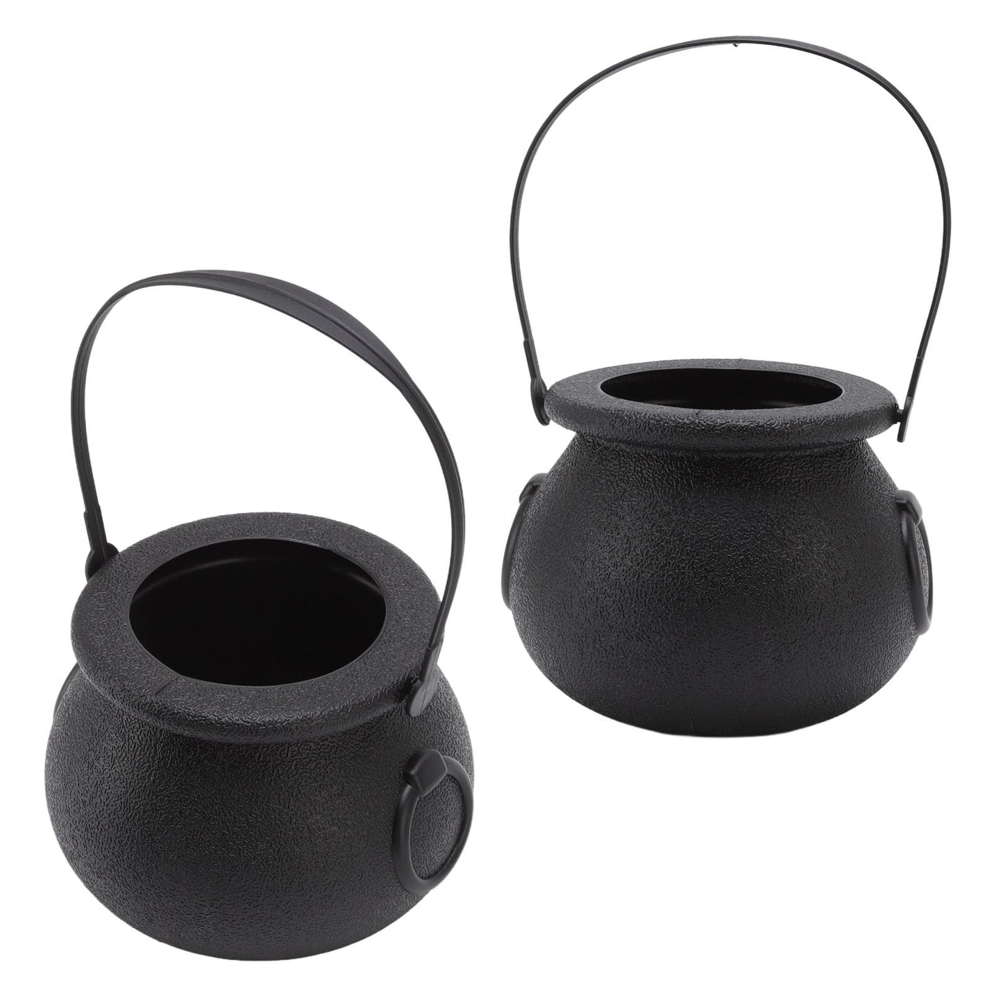 Candy Bucket Plastic Black Portable Cauldron Kettle Halloween Party Decoration with Handle for Kids