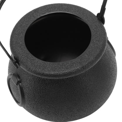 Candy Bucket Plastic Black Portable Cauldron Kettle Halloween Party Decoration with Handle for Kids