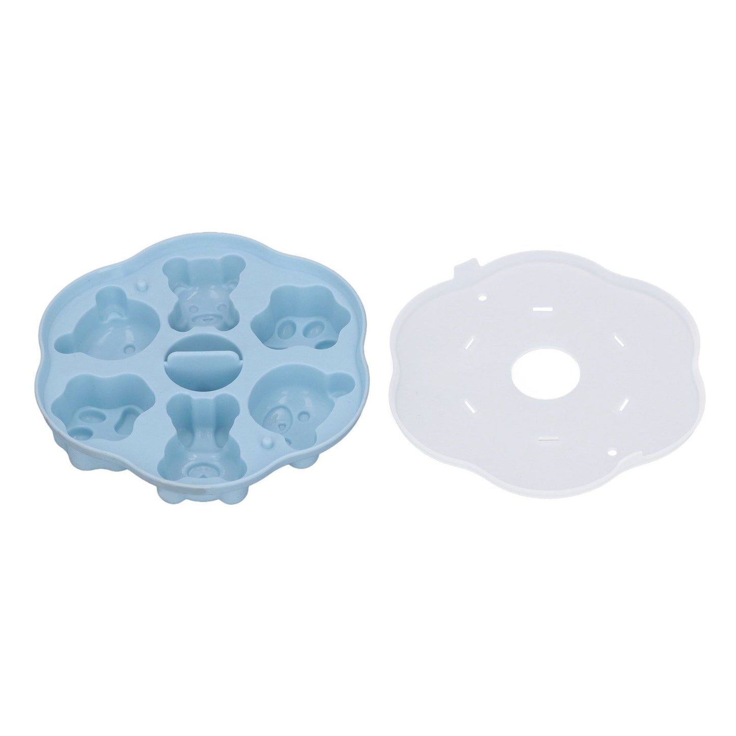 Jelly Mold Silicone Lovely Bear Cat Paw Ice Cube Cake Pudding Kitchen Mould with Lid for Home Kitchen Blue