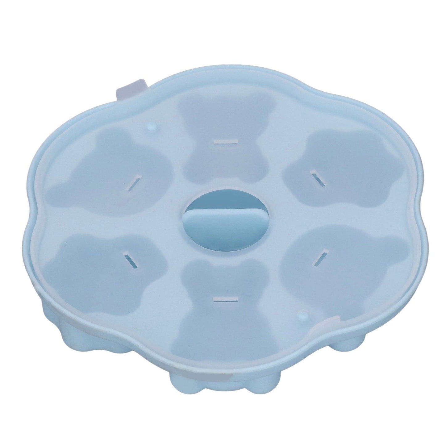Jelly Mold Silicone Lovely Bear Cat Paw Ice Cube Cake Pudding Kitchen Mould with Lid for Home Kitchen Blue