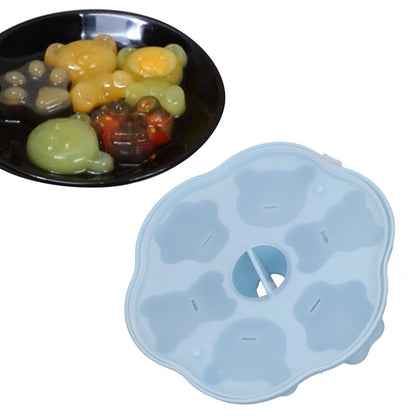 Jelly Mold Silicone Lovely Bear Cat Paw Ice Cube Cake Pudding Kitchen Mould with Lid for Home Kitchen Blue