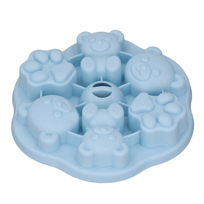Jelly Mold Silicone Lovely Bear Cat Paw Ice Cube Cake Pudding Kitchen Mould with Lid for Home Kitchen Blue