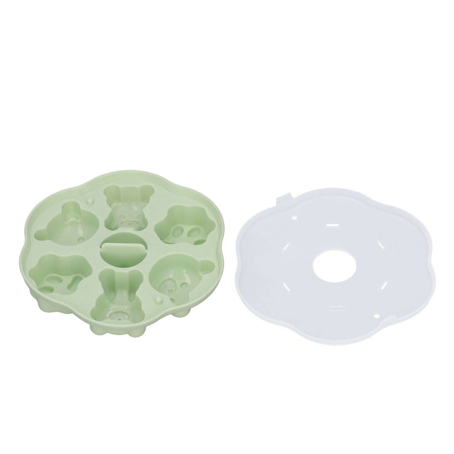 Jelly Mold Silicone Lovely Bear Cat Paw Ice Cube Cake Pudding Kitchen Mould with Lid for Home Kitchen Green