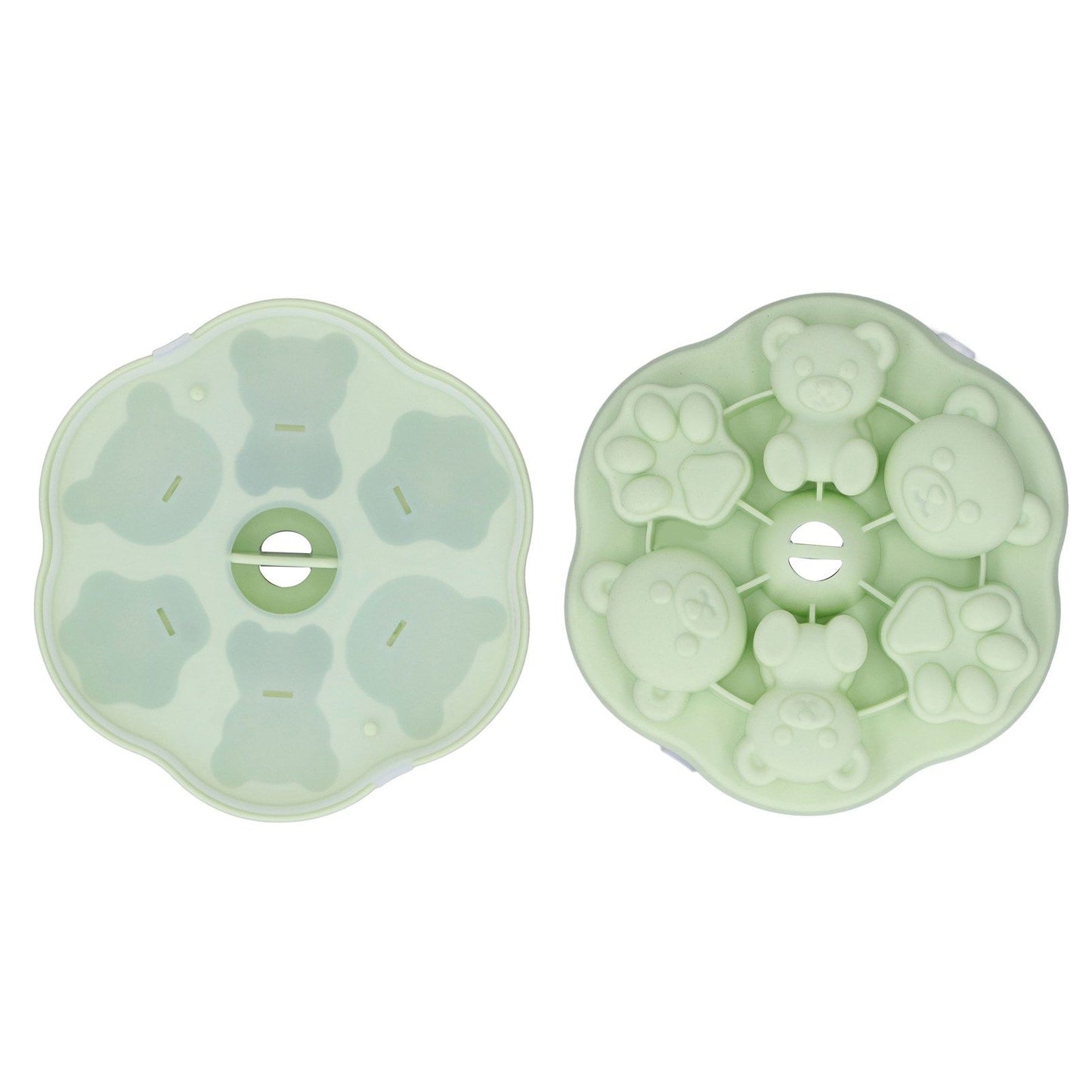 Jelly Mold Silicone Lovely Bear Cat Paw Ice Cube Cake Pudding Kitchen Mould with Lid for Home Kitchen Green