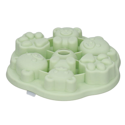 Jelly Mold Silicone Lovely Bear Cat Paw Ice Cube Cake Pudding Kitchen Mould with Lid for Home Kitchen Green