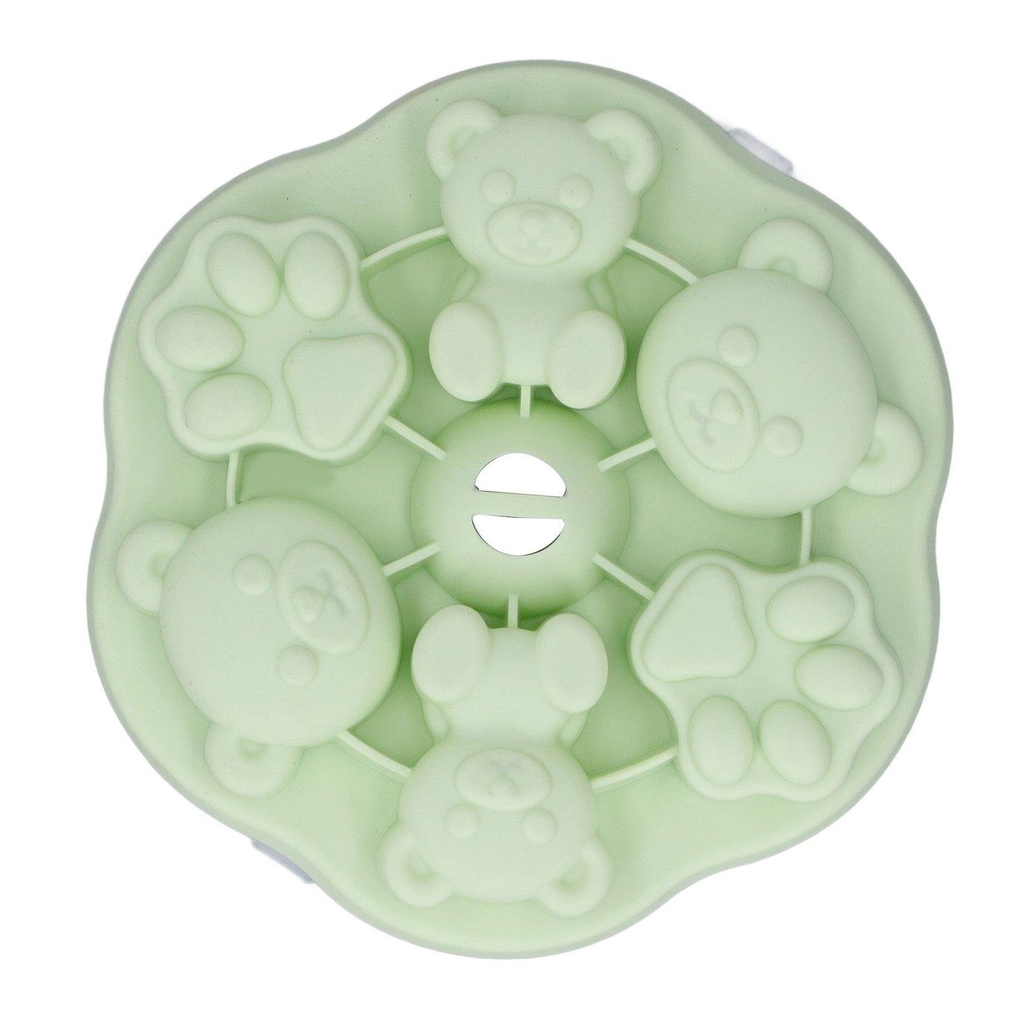 Jelly Mold Silicone Lovely Bear Cat Paw Ice Cube Cake Pudding Kitchen Mould with Lid for Home Kitchen Green