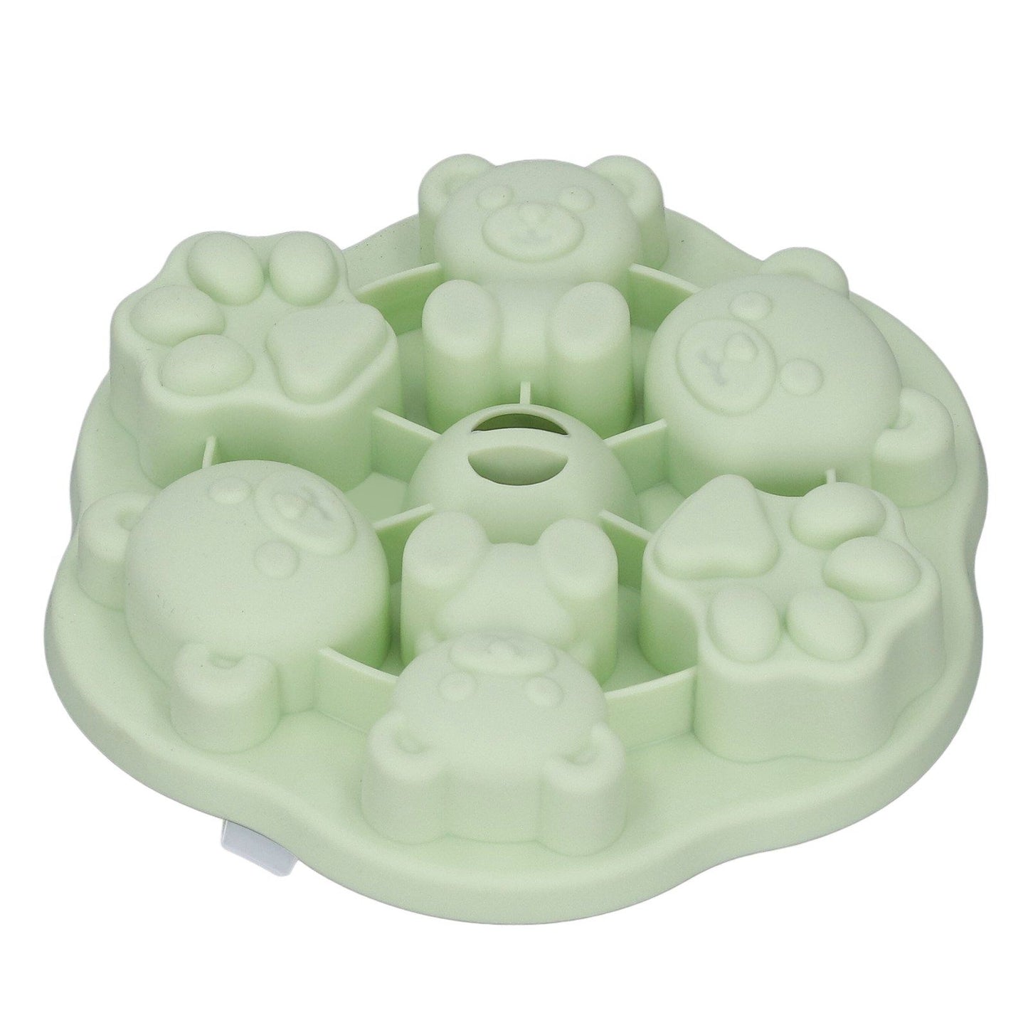 Jelly Mold Silicone Lovely Bear Cat Paw Ice Cube Cake Pudding Kitchen Mould with Lid for Home Kitchen Green