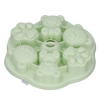 Jelly Mold Silicone Lovely Bear Cat Paw Ice Cube Cake Pudding Kitchen Mould with Lid for Home Kitchen Green