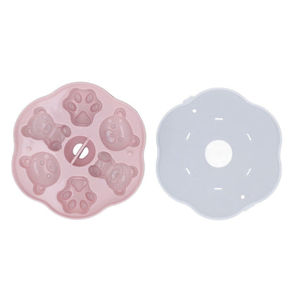 Jelly Mold Silicone Lovely Bear Cat Paw Ice Cube Cake Pudding Kitchen Mould with Lid for Home Kitchen Pink
