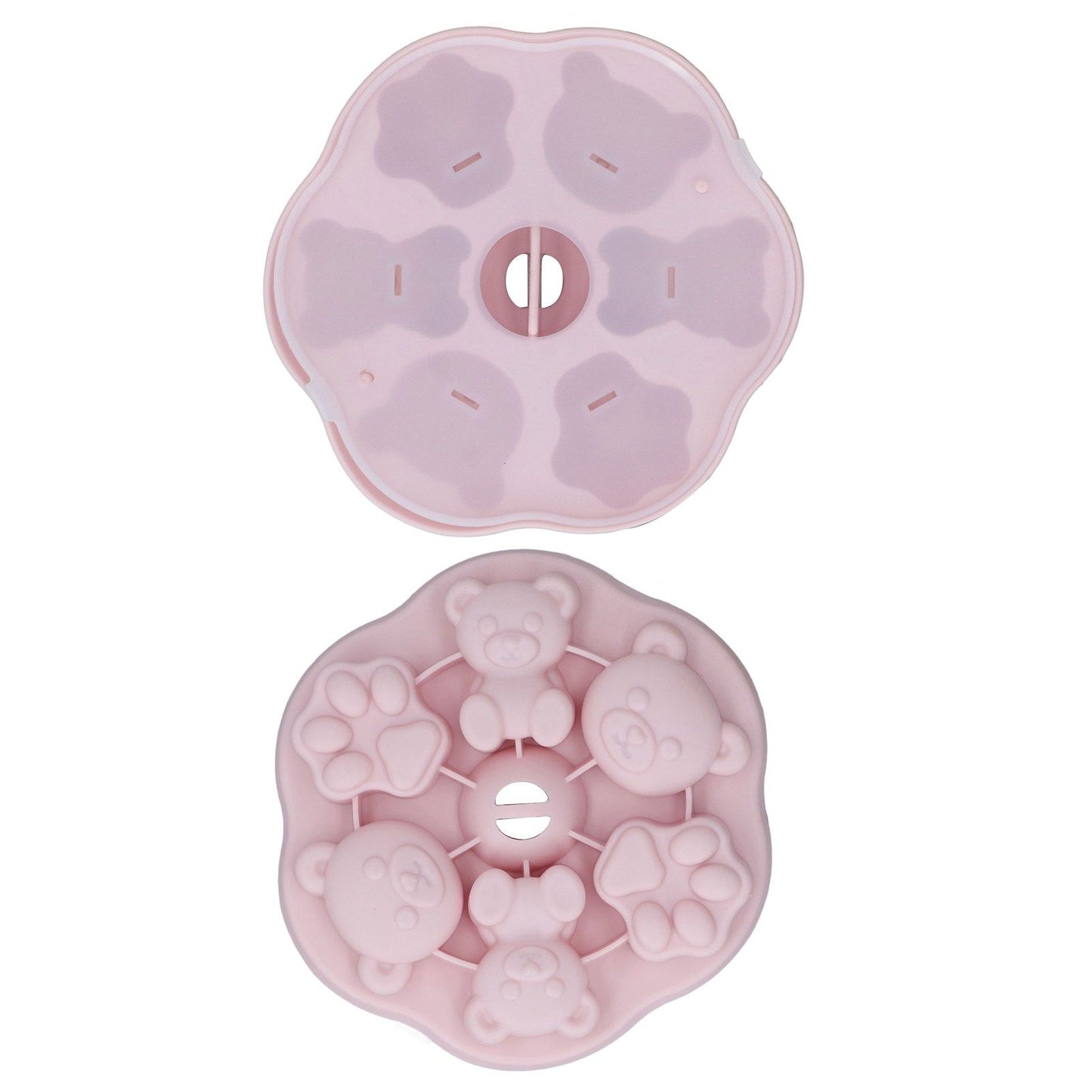 Jelly Mold Silicone Lovely Bear Cat Paw Ice Cube Cake Pudding Kitchen Mould with Lid for Home Kitchen Pink