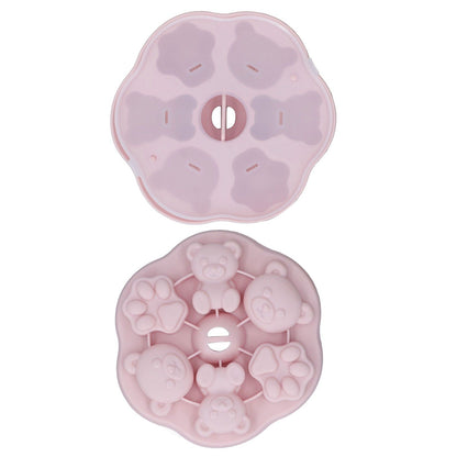 Jelly Mold Silicone Lovely Bear Cat Paw Ice Cube Cake Pudding Kitchen Mould with Lid for Home Kitchen Pink