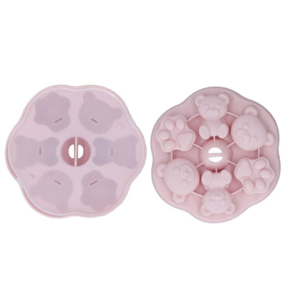 Jelly Mold Silicone Lovely Bear Cat Paw Ice Cube Cake Pudding Kitchen Mould with Lid for Home Kitchen Pink