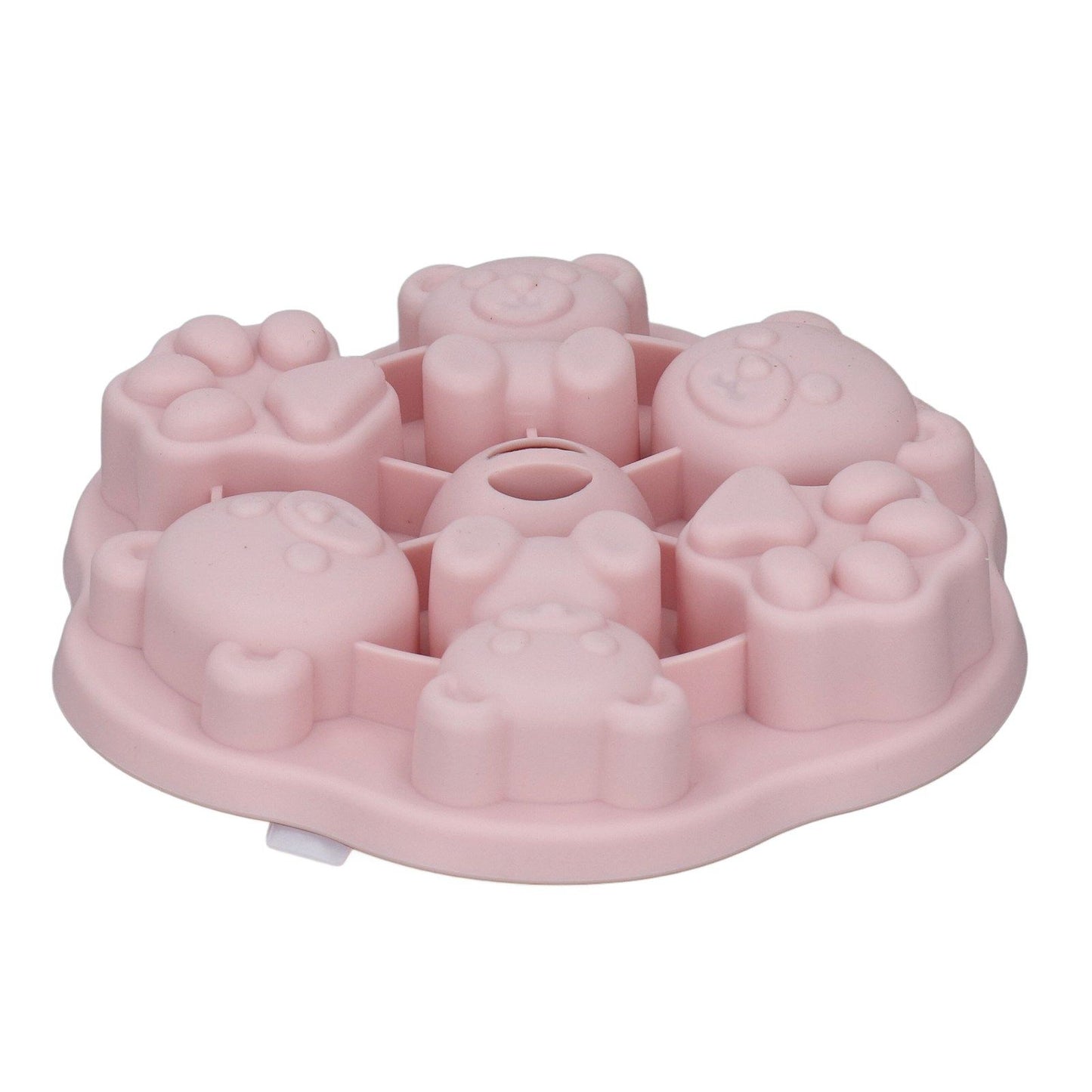 Jelly Mold Silicone Lovely Bear Cat Paw Ice Cube Cake Pudding Kitchen Mould with Lid for Home Kitchen Pink