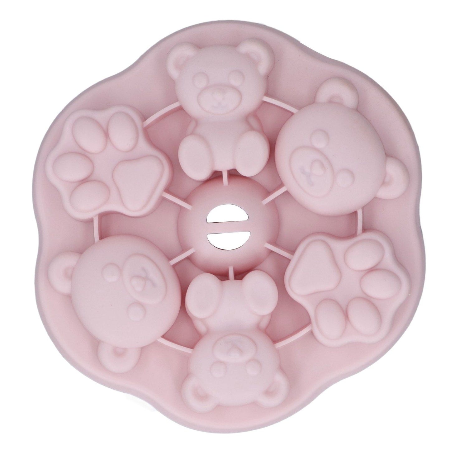 Jelly Mold Silicone Lovely Bear Cat Paw Ice Cube Cake Pudding Kitchen Mould with Lid for Home Kitchen Pink