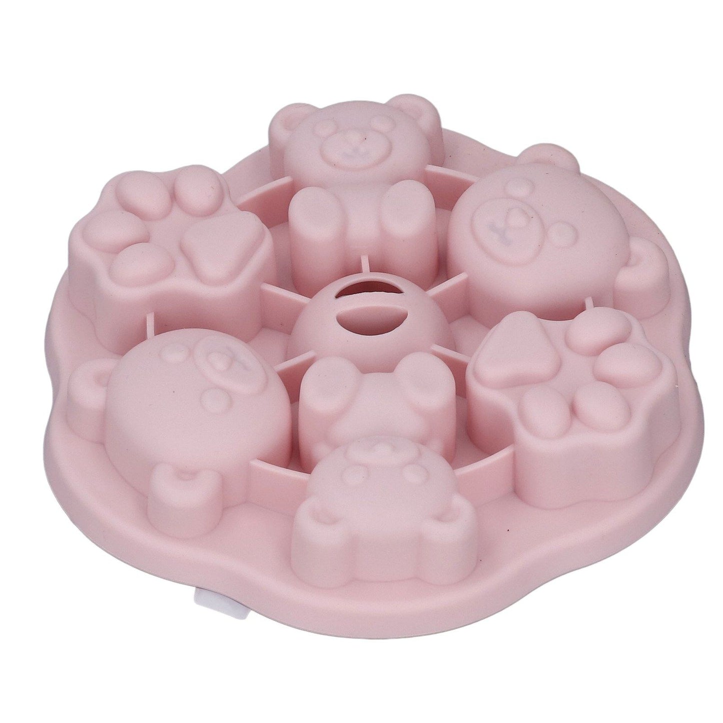 Jelly Mold Silicone Lovely Bear Cat Paw Ice Cube Cake Pudding Kitchen Mould with Lid for Home Kitchen Pink