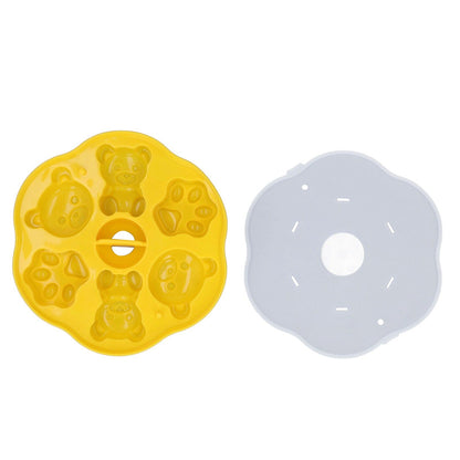 Jelly Mold Silicone Lovely Bear Cat Paw Ice Cube Cake Pudding Kitchen Mould with Lid for Home Kitchen Yellow