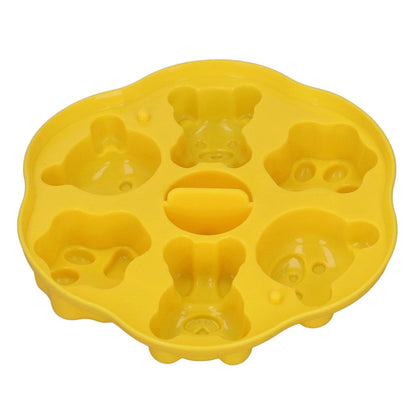 Jelly Mold Silicone Lovely Bear Cat Paw Ice Cube Cake Pudding Kitchen Mould with Lid for Home Kitchen Yellow
