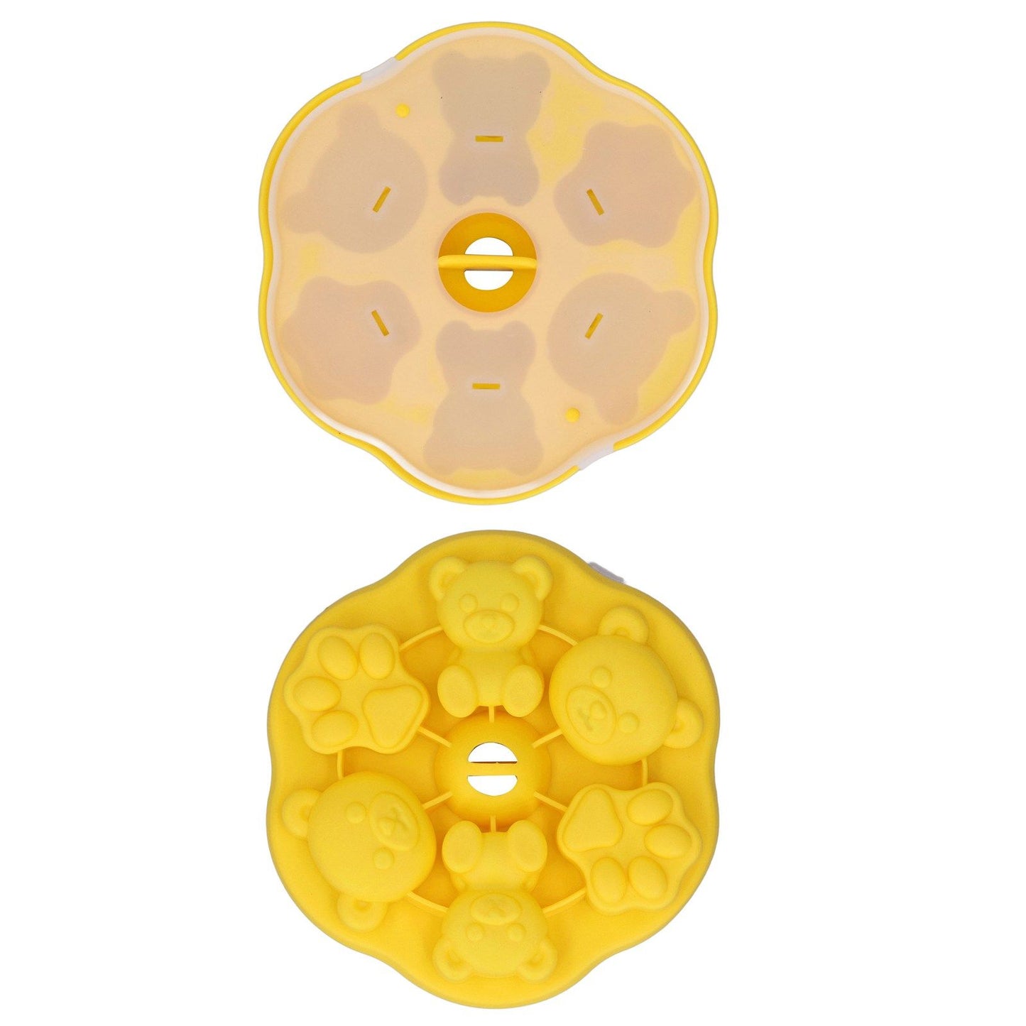 Jelly Mold Silicone Lovely Bear Cat Paw Ice Cube Cake Pudding Kitchen Mould with Lid for Home Kitchen Yellow