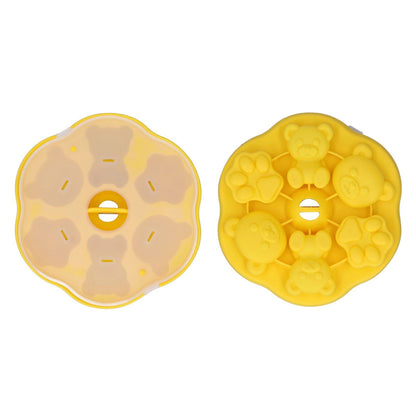 Jelly Mold Silicone Lovely Bear Cat Paw Ice Cube Cake Pudding Kitchen Mould with Lid for Home Kitchen Yellow