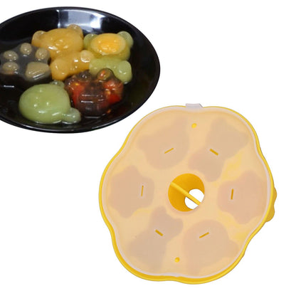Jelly Mold Silicone Lovely Bear Cat Paw Ice Cube Cake Pudding Kitchen Mould with Lid for Home Kitchen Yellow