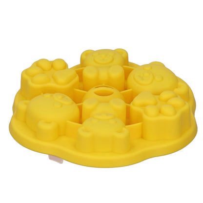 Jelly Mold Silicone Lovely Bear Cat Paw Ice Cube Cake Pudding Kitchen Mould with Lid for Home Kitchen Yellow
