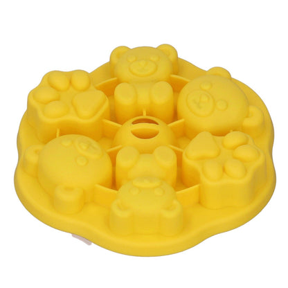 Jelly Mold Silicone Lovely Bear Cat Paw Ice Cube Cake Pudding Kitchen Mould with Lid for Home Kitchen Yellow