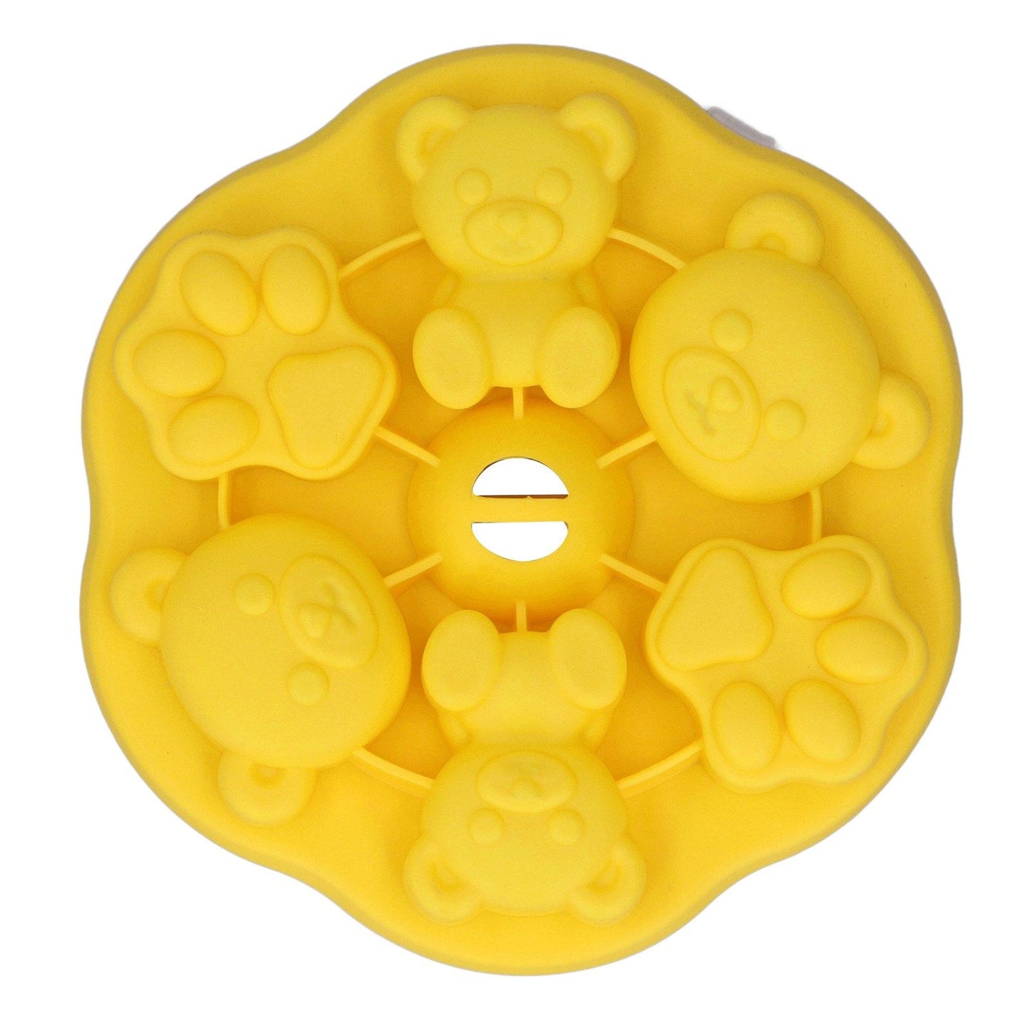 Jelly Mold Silicone Lovely Bear Cat Paw Ice Cube Cake Pudding Kitchen Mould with Lid for Home Kitchen Yellow