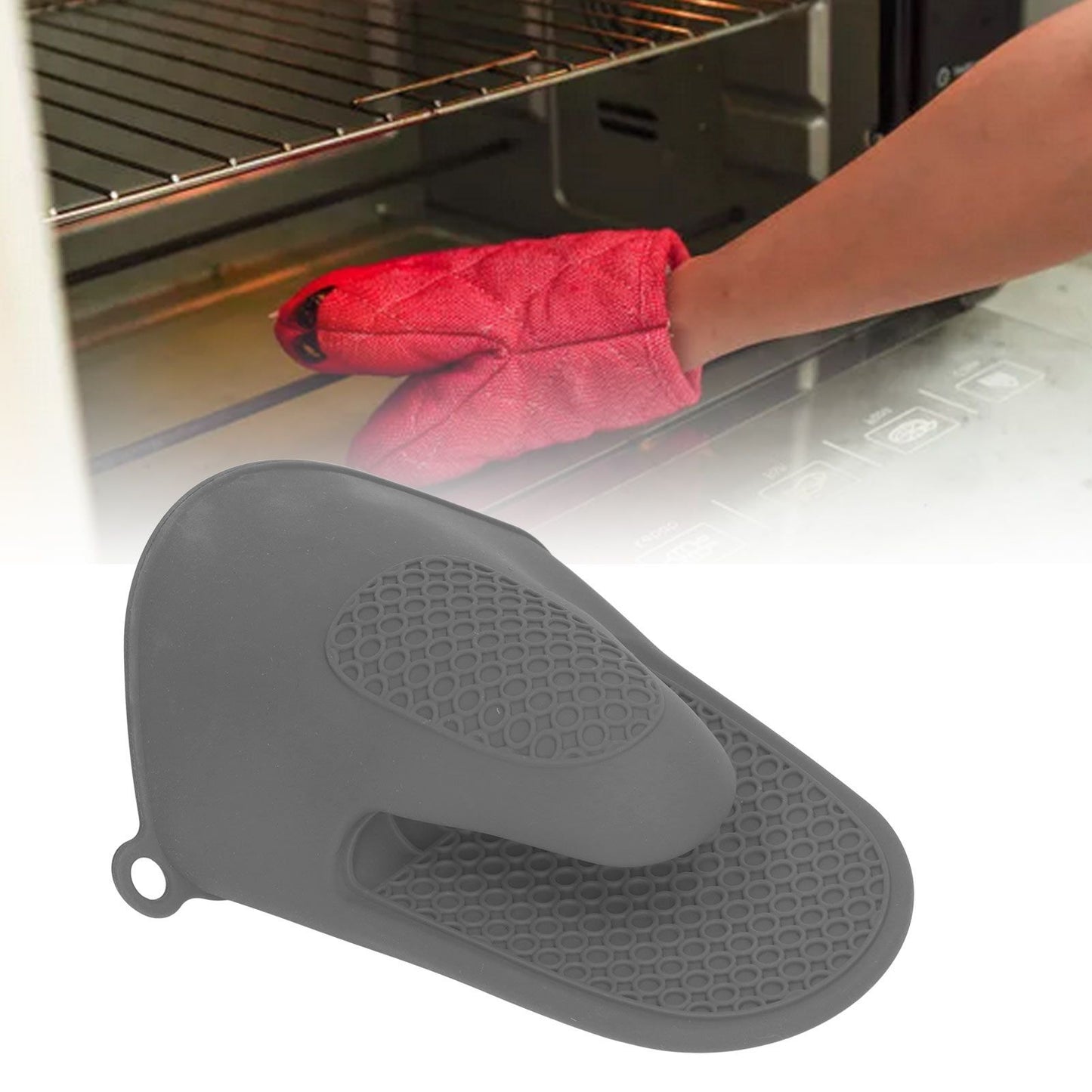 2pcs Oven Mitts Mini Silicone Thickened Anti Scalding Cooking Pinch Mitts for Kitchen Grey