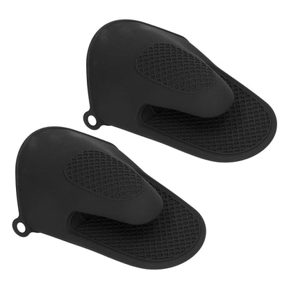 2pcs Oven Mitts Mini Silicone Thickened Anti Scalding Cooking Pinch Mitts for Kitchen Black