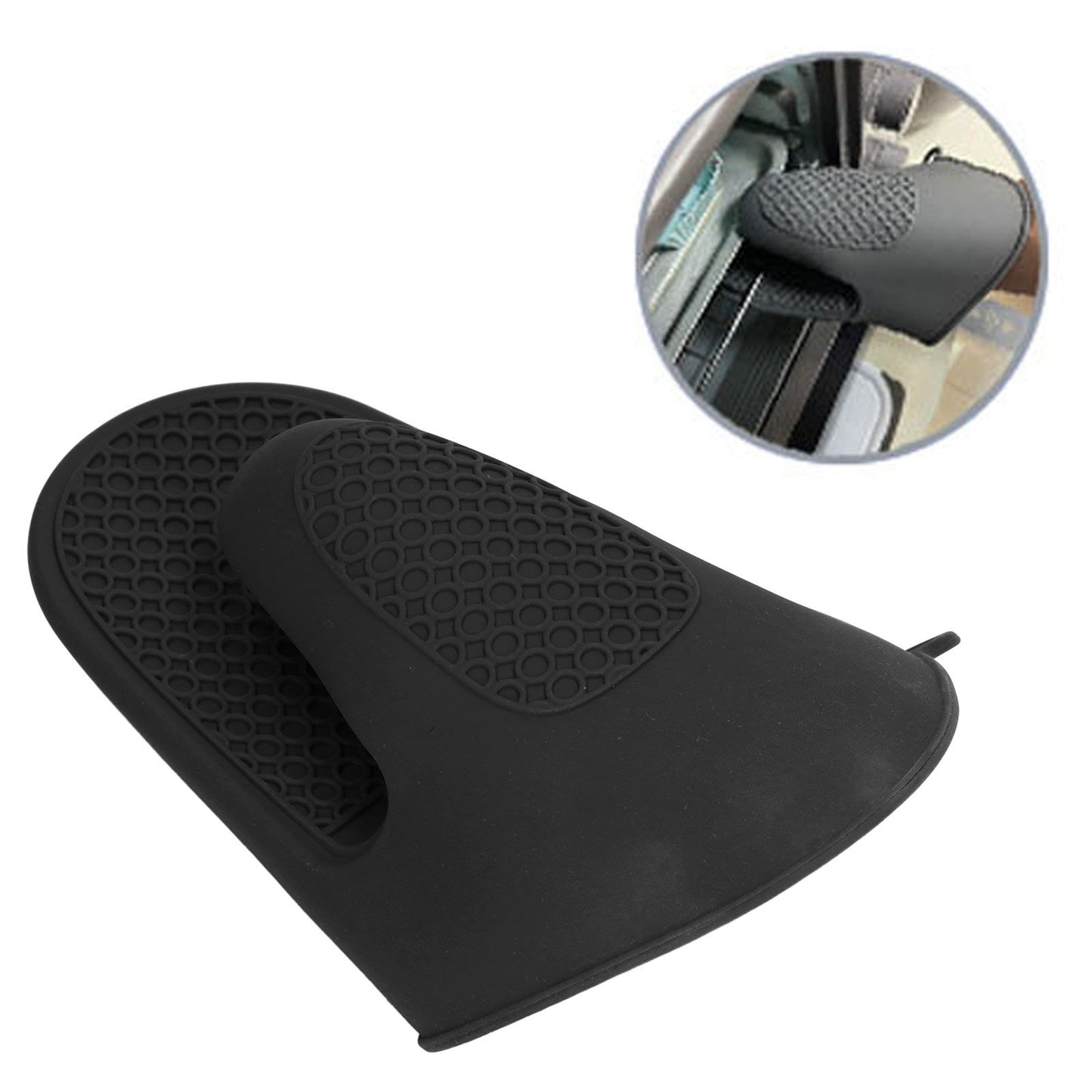 2pcs Oven Mitts Mini Silicone Thickened Anti Scalding Cooking Pinch Mitts for Kitchen Black