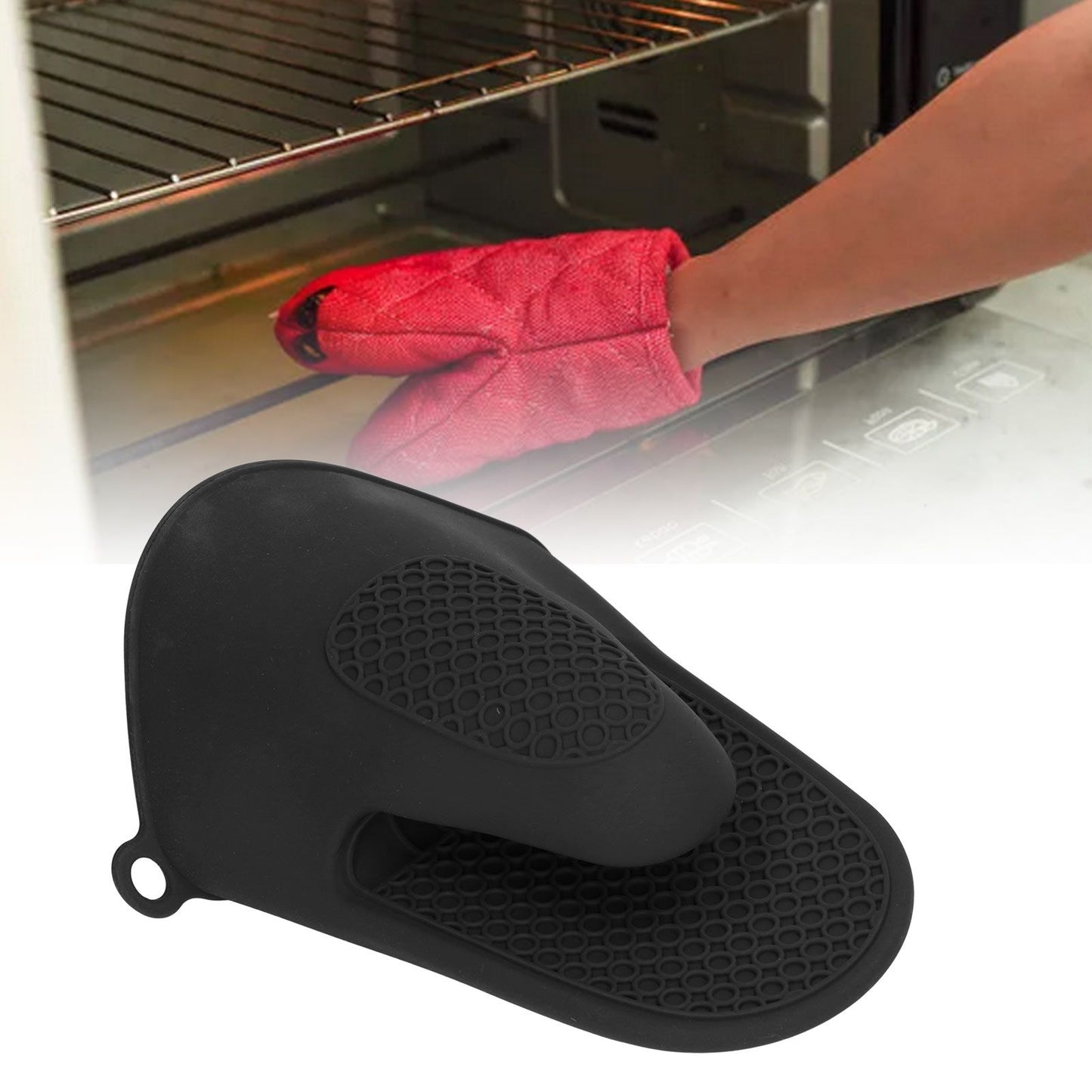 2pcs Oven Mitts Mini Silicone Thickened Anti Scalding Cooking Pinch Mitts for Kitchen Black