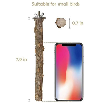4 Piece Wood Bird Perch Wooden Hanging Toy Perch Toy for Conure Budgie and Other Small Birds