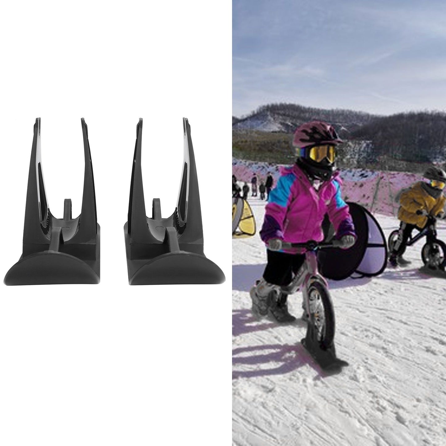 Kids Balanced Scooter Skis Stand Parking Rack Snowboard Equipment for Winter Skiing Black