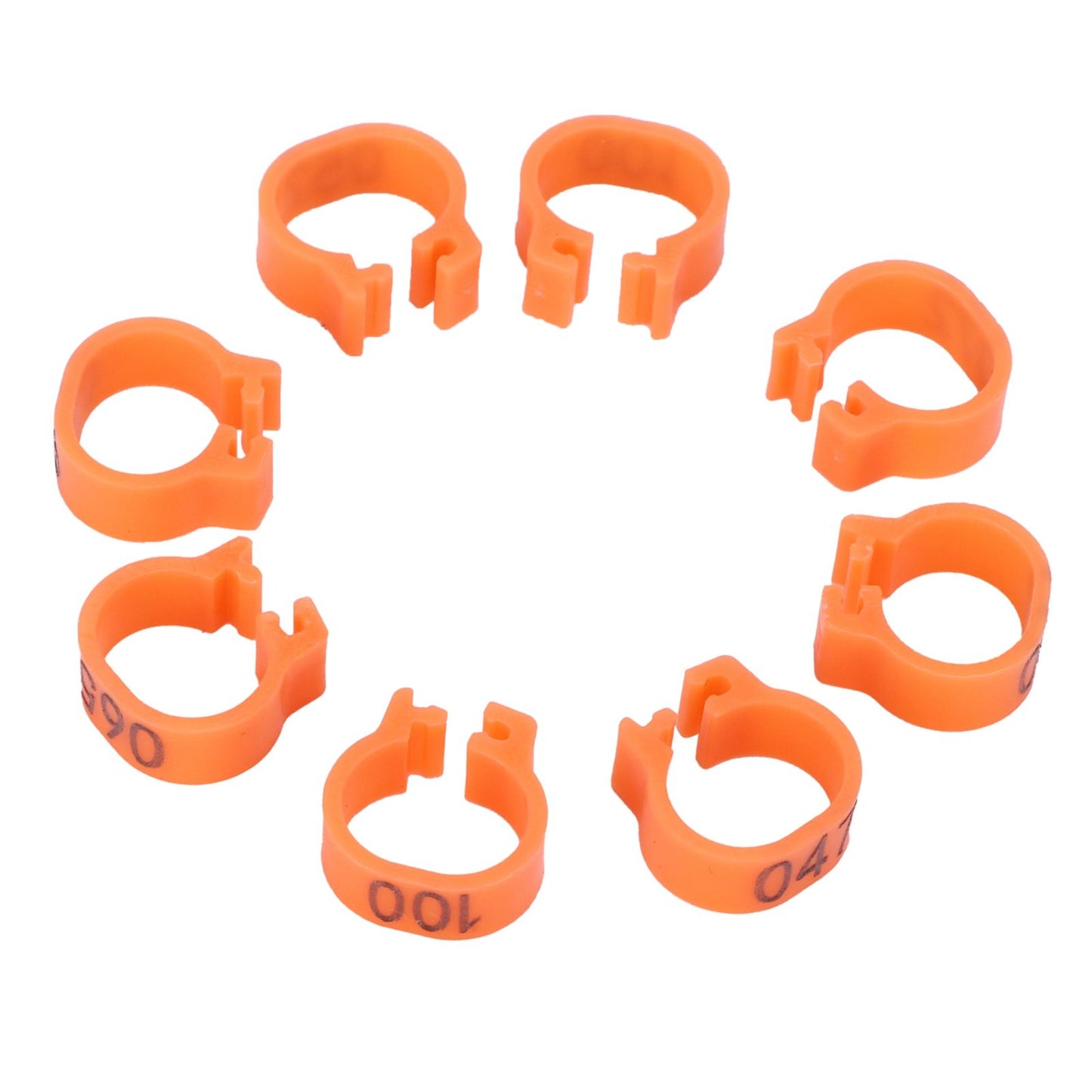 100pcs Birds Foot Rings Number Identification Pigeon Leg Bands Poultry Clip RingOrange