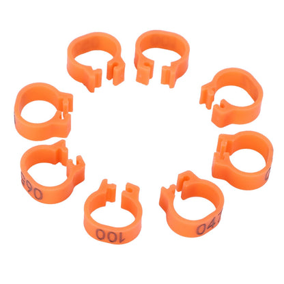 100pcs Birds Foot Rings Number Identification Pigeon Leg Bands Poultry Clip RingOrange