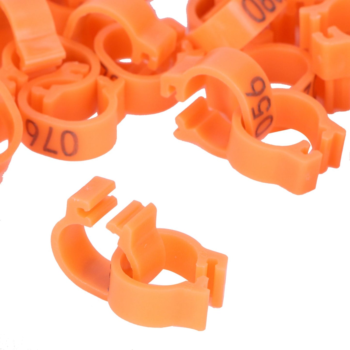 100pcs Birds Foot Rings Number Identification Pigeon Leg Bands Poultry Clip RingOrange