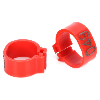 100Pcs Pigeons Identify Ring 001‑100 Numbered Poultry Leg Ring Bird Leg Bands Foot Ring10mm Red Ring with Number